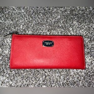 Michael Kors red zipper wallet